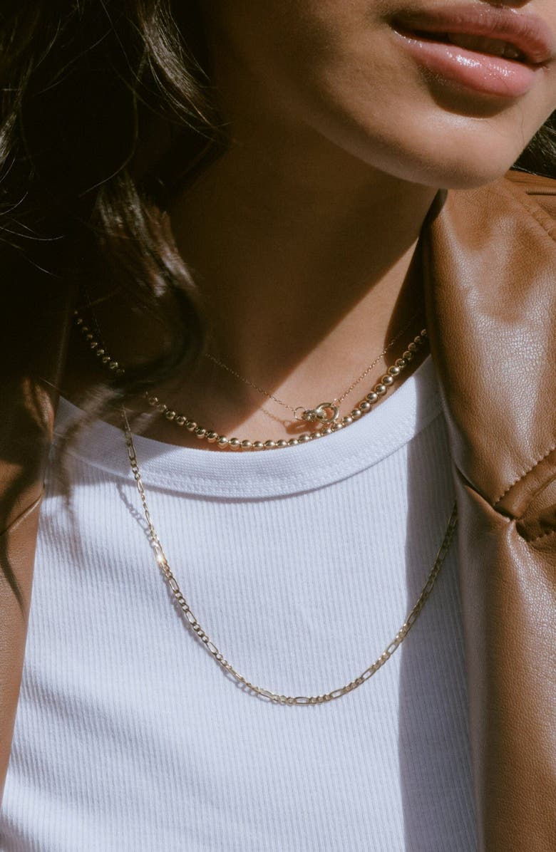 Aurate New York Gold Figaro Chain Necklace, Alternate, color, White Gold