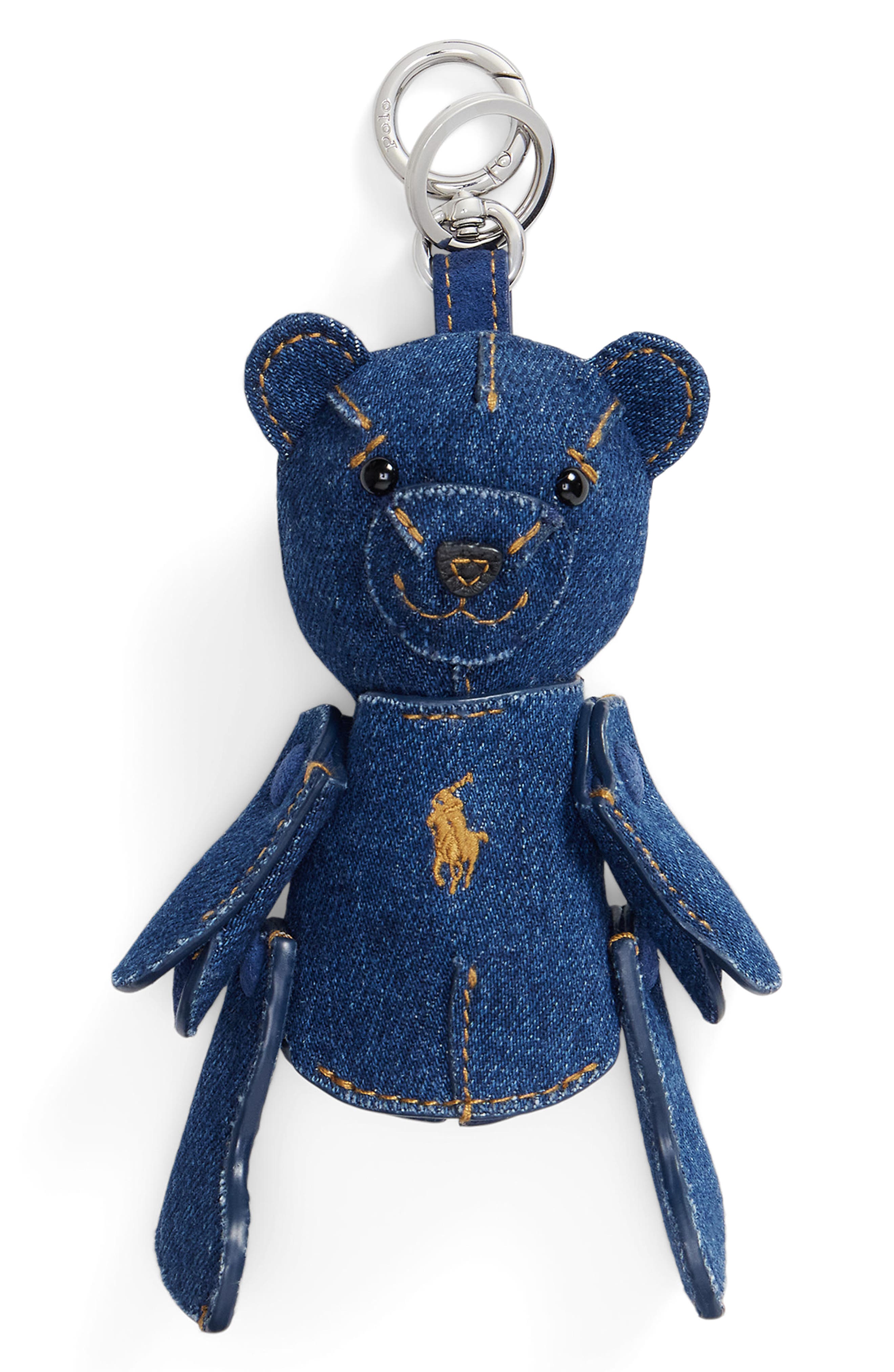 Polo Ralph Lauren Denim Bear Charm, Main, color, Blue