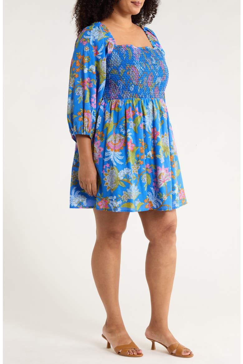 Sunlit Floral Niko Smocked Dress, Alternate, color, COBALT-MULTI
