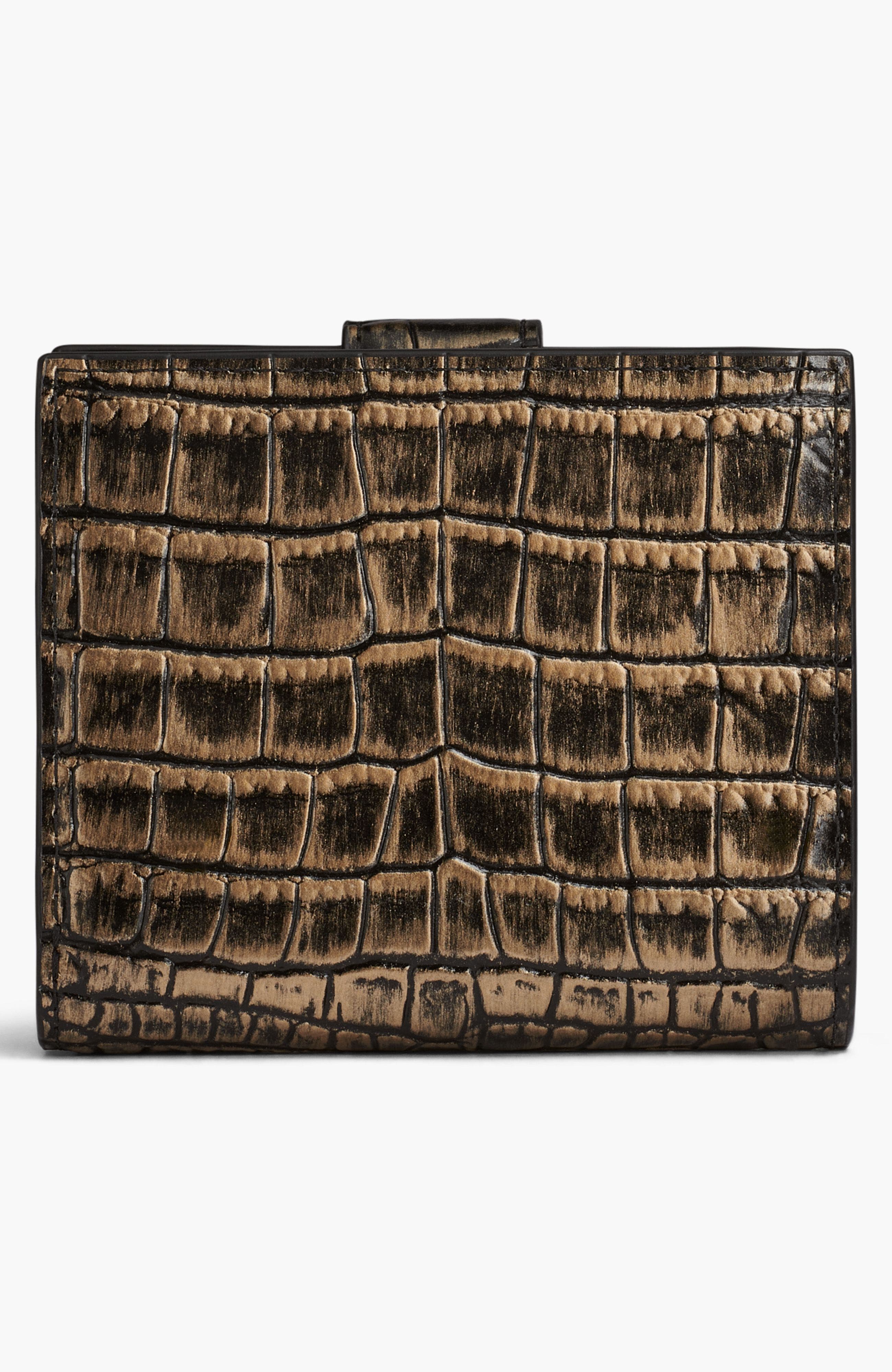 Donna Karan New York Valley Stream Metallic Croco Small Wallet, Alternate, color, Black/Gold