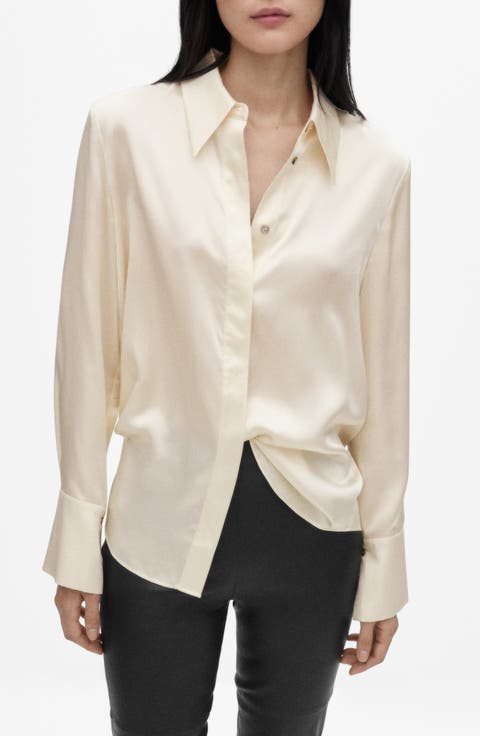 売れ筋商品|||ラルフローレン シャツ レディース トップス SLIM FIT SILK SHIRT - Button-down blouse - trophy cream Slim Fit Silk Shirt for Women | Ralph Lauren® BR