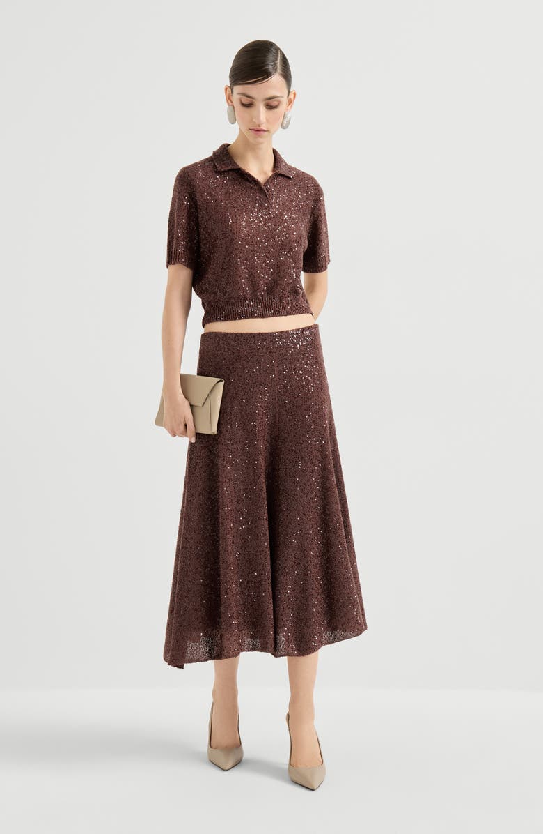 Brunello Cucinelli Knitted skirt, Alternate, color, Bordeaux