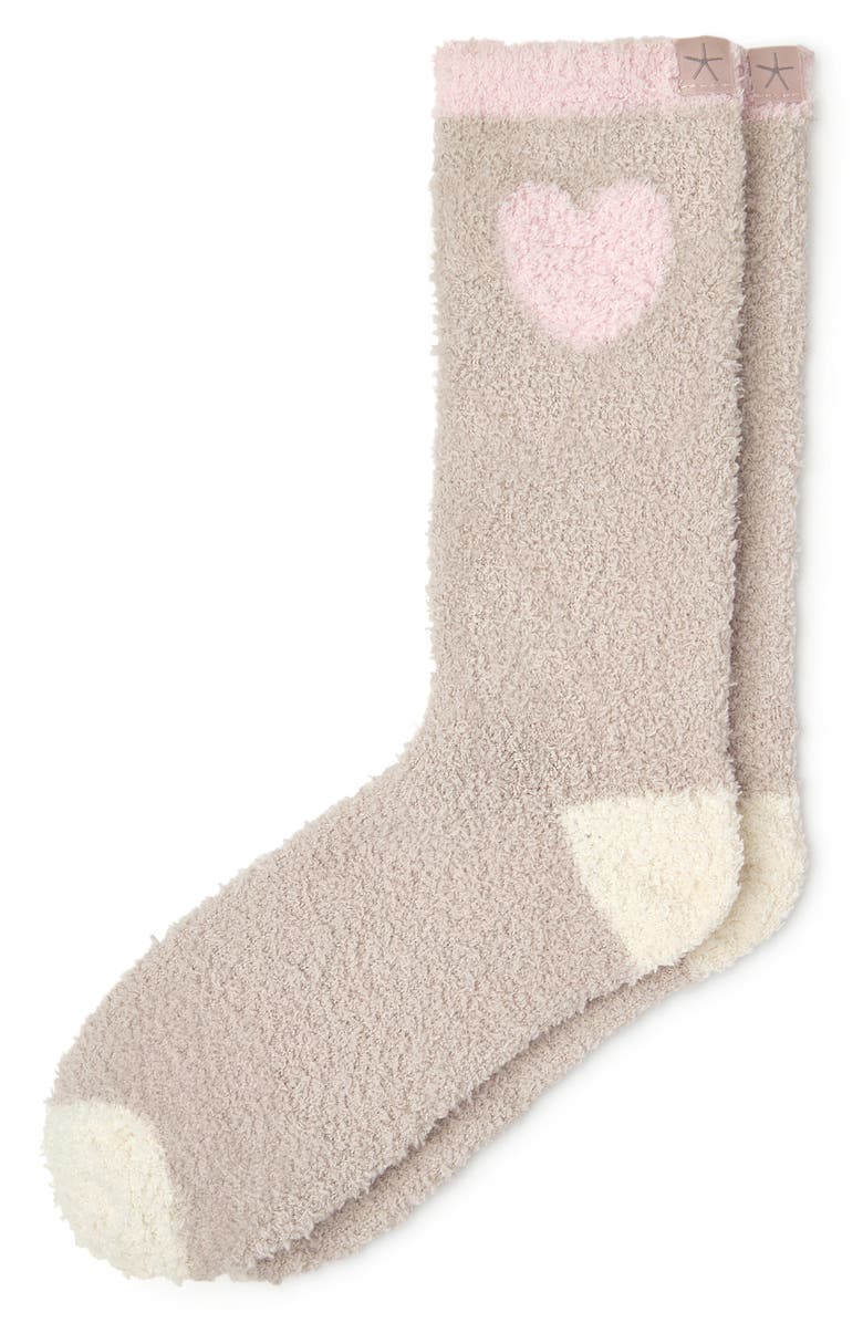Barefoot Dreams<sup>®</sup> CozyChic<sup>®</sup> Colorblock Heart Crew Socks, Alternate, color, Stone Multi