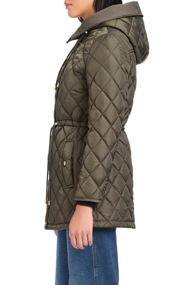Kate Spade New York Water Resistant Hooded Quilted Jacket, Alternate, color, New Dark Olive
