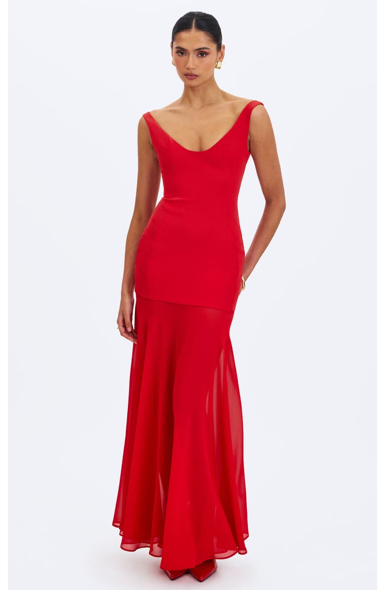Miss Circle Verona Scoop Neck Flared Maxi Dress, Alternate, color, Red