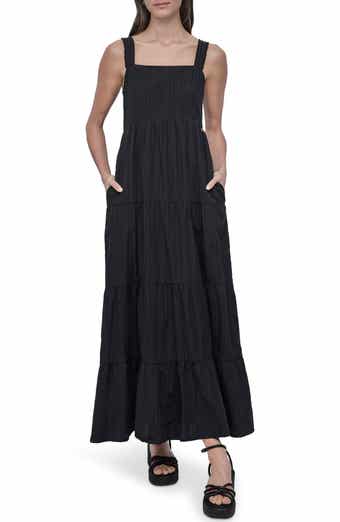 DKNY Jeans Square Neck Tiered Cotton Maxi Dress