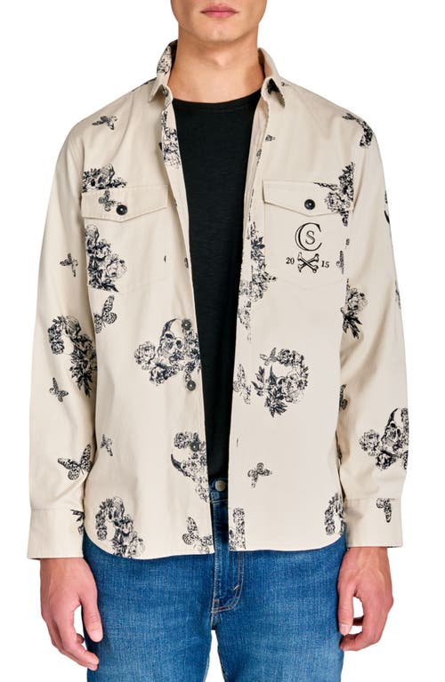 Construct Skull Shirt Jacket In Ecru