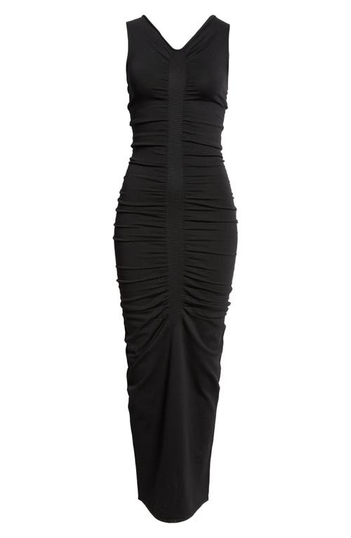 Alexander Wang Ruched V-neck Sleeveless Sweater Dress In 001 Black