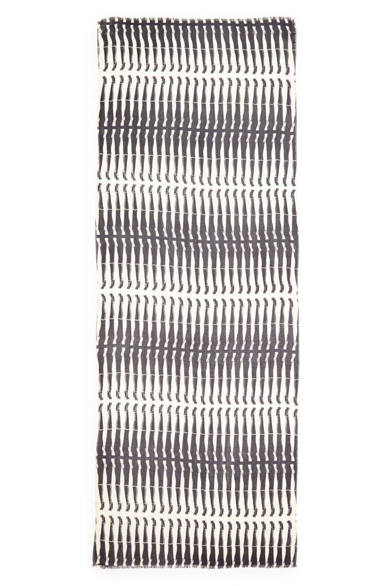 Trompe l'Oeil Wool Scarf, Alternate, color, BLACK/ WHITE