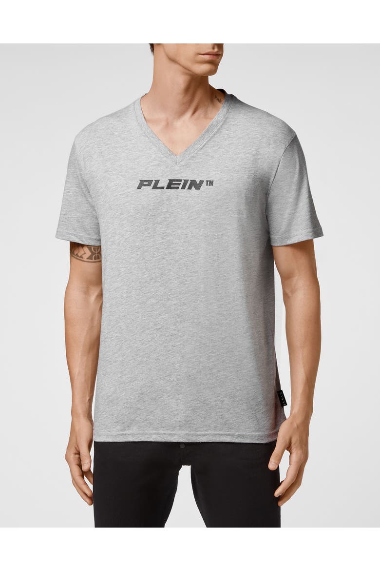 T-Shirt V-Neck Men, Main, color, grey