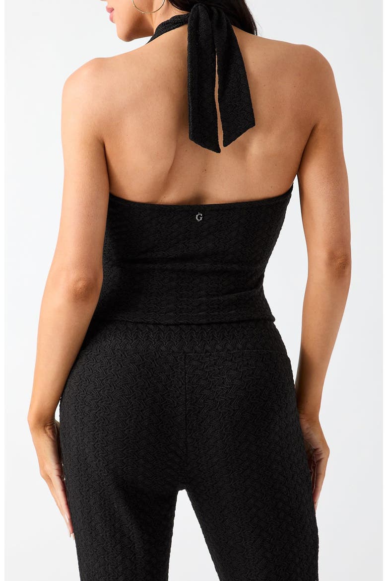 Joey V-Neck Halter Top, Alternate, color, JET BLACK