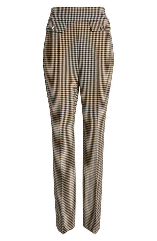 Hugo Boss Boss Tubeka Check Print Straight Leg Pants In Brown