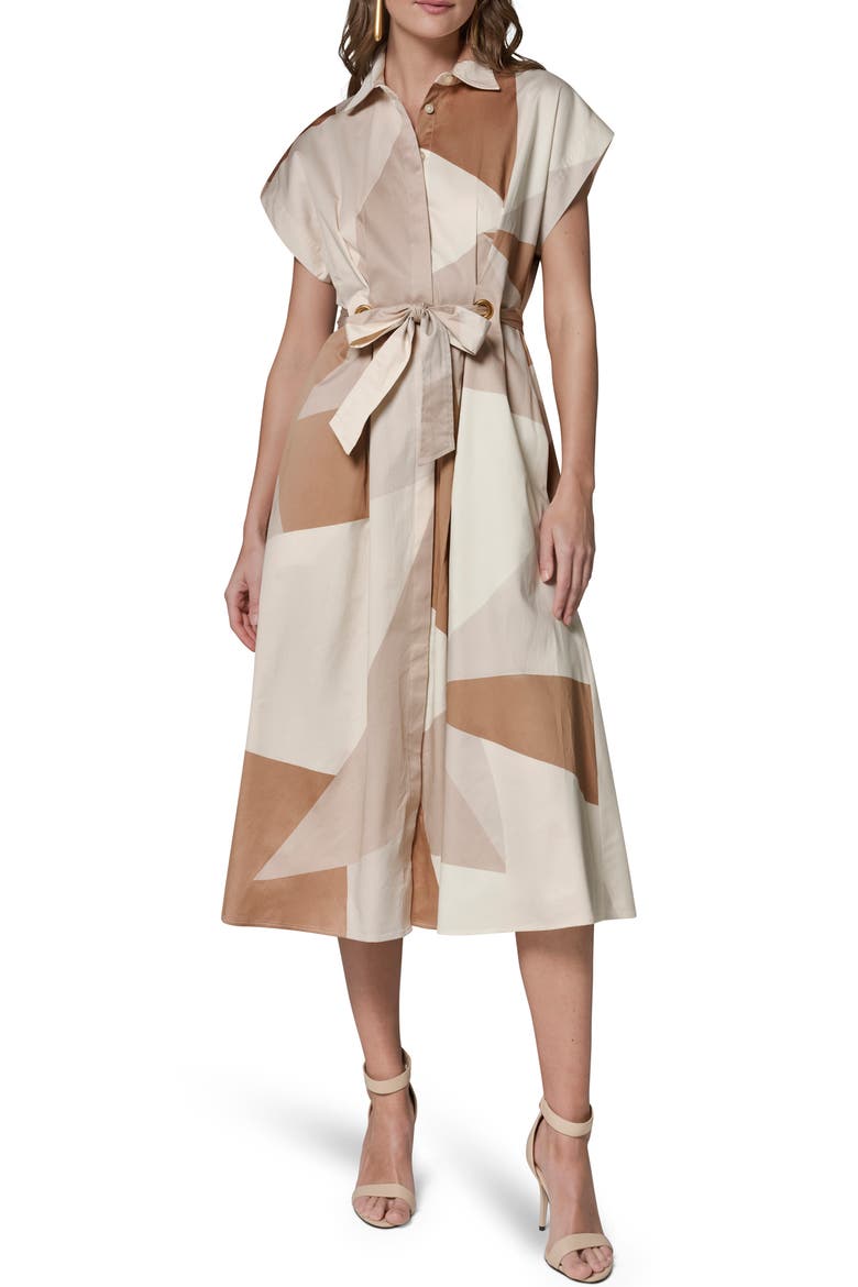 Print Tie Waist Shirtdress, Main, color, UMBRIA/ SCA