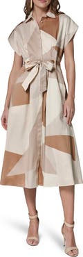 Donna Karan New York Print Tie Waist Shirtdress