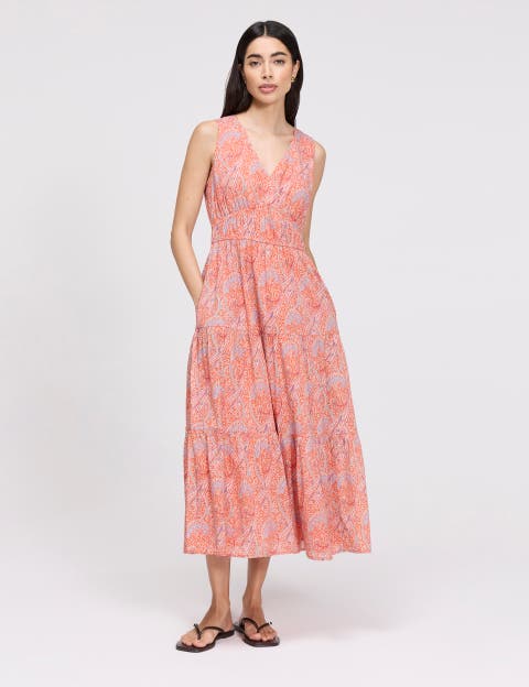 Petite Shannon Cotton Tiered Midi Dress
