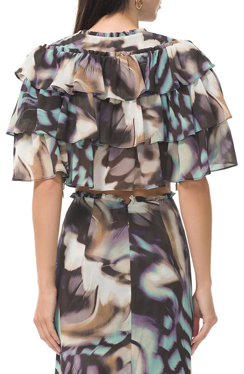 AFRM Manon Abstraxct Print Tiered Crop Top, Alternate, color, Feather Swirl