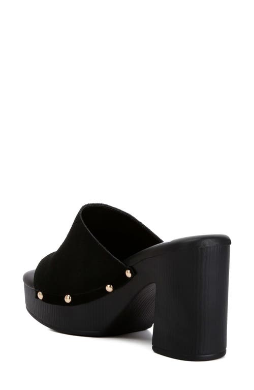 Rag & Co Cartera Suede High Block Heel Clogs In Black In Black