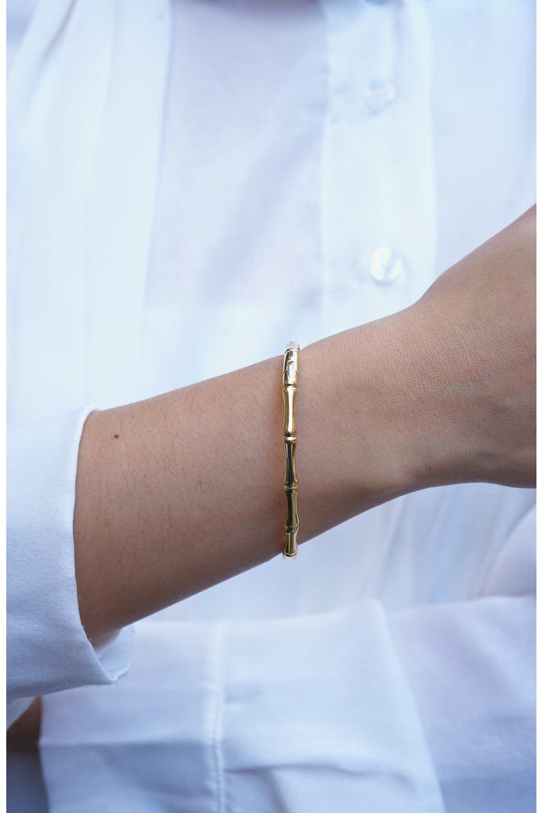 Bamboo Hinge Bangle, Alternate, color, GOLD