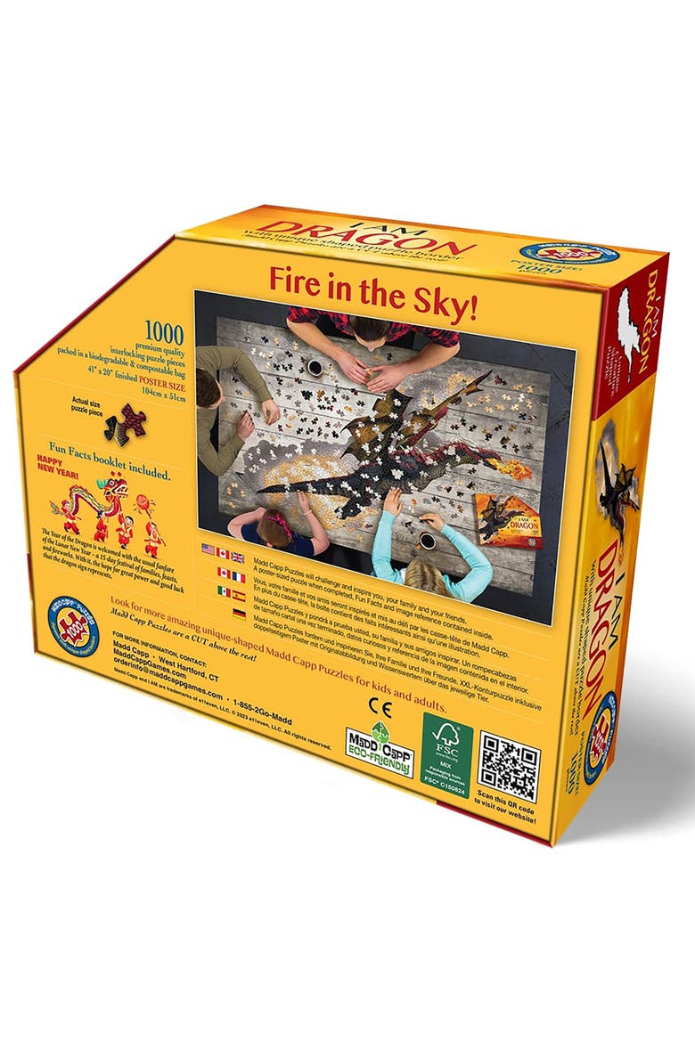 I Am Dragon 1000 Piece Dragon Shaped Jigsaw Puzzle, Alternate, color, Multicolored
