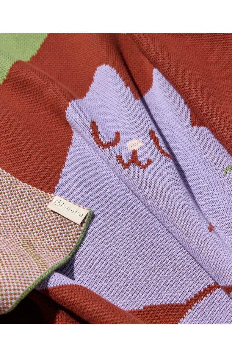 Biquette Cocktail Cat Knit Throw Blanket, Alternate, color, Lime