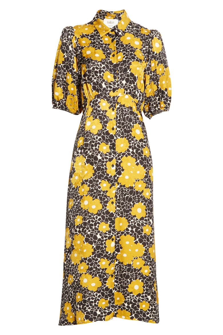 Babeth Floral Shirtdress, Alternate, color, CURRY