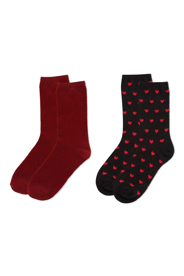Assorted 2-Pack Crew Socks, Alternate, color, BURGUNDY