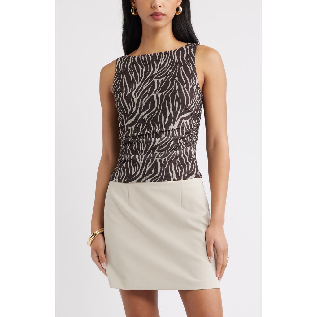 Open Edit Ruched Mesh Tank In Multi