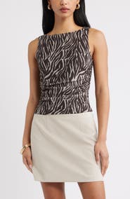 Open Edit Ruched Mesh Tank