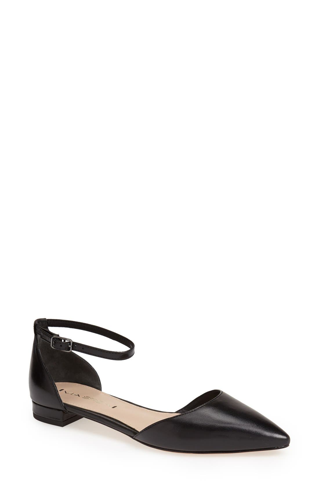 'Vanna' d'Orsay Flat, Main, color, BLACK METALLIC NAPPA