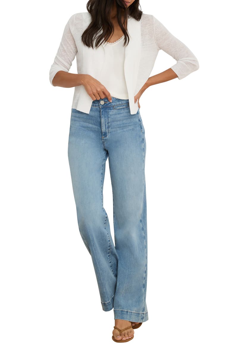 Featherknit Linen Blend Cardigan, Alternate, color, PAPER WHITE