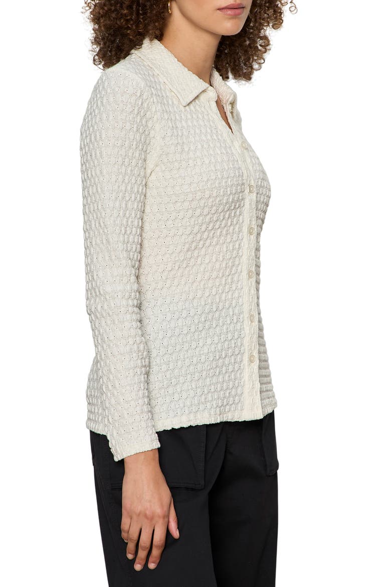 Dreamer Textured Bubble Knit Button-Up Shirt, Alternate, color, CHALK WHITE