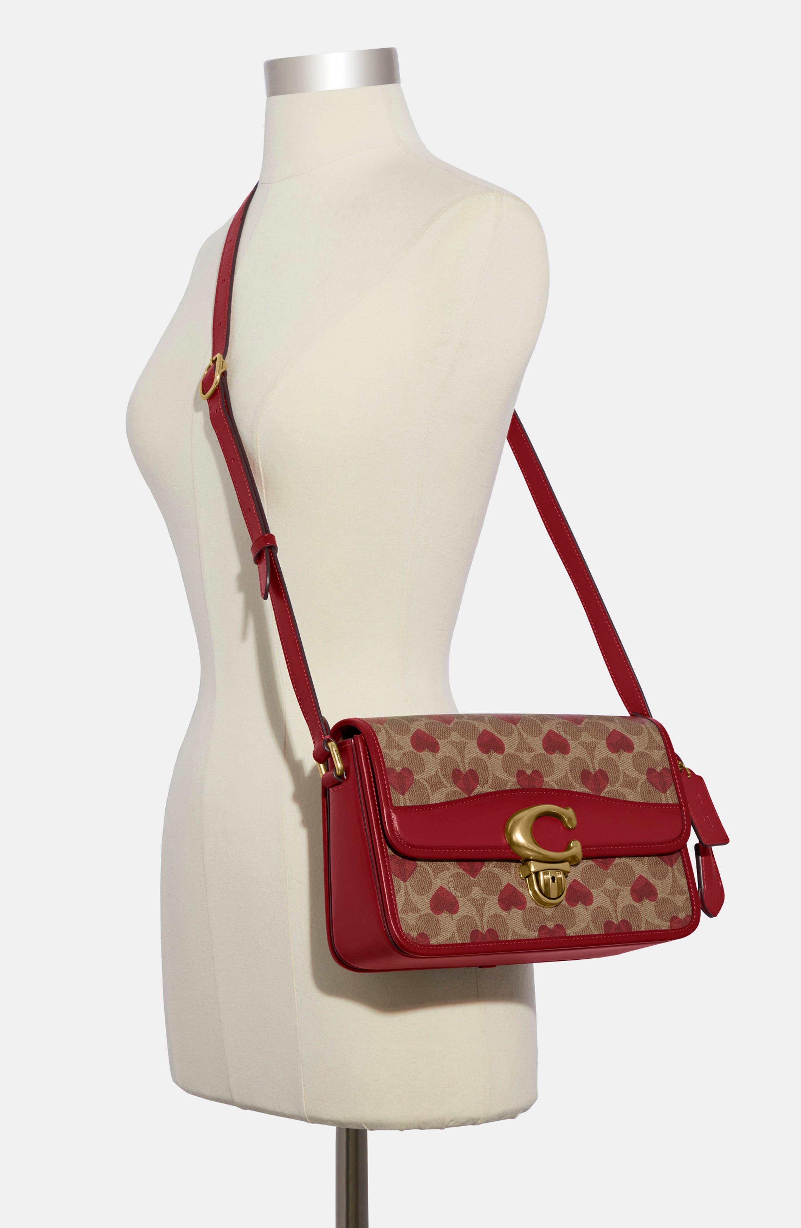 Coated Canvas Signature Crossbody Bag, Alternate, color, B4/ TAN RED APPLE
