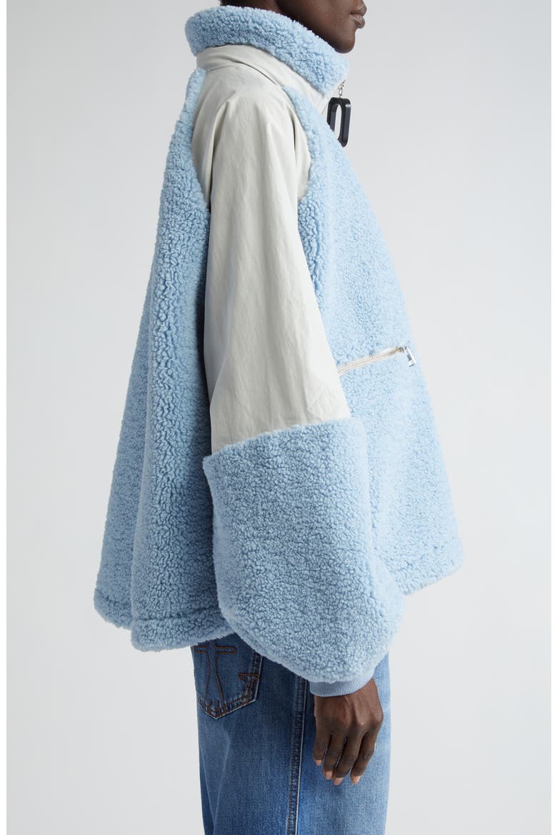 Oversize Mixed Media Colorblock Track Jacket (Nordstrom Exclusive), Alternate, color, LIGHT BLUE