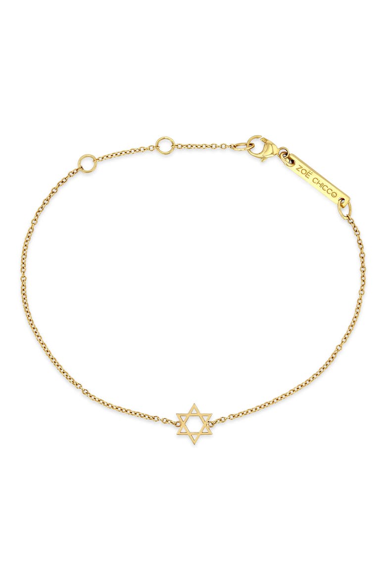Star of David Pendant Bracelet, Main, color, YELLOW GOLD