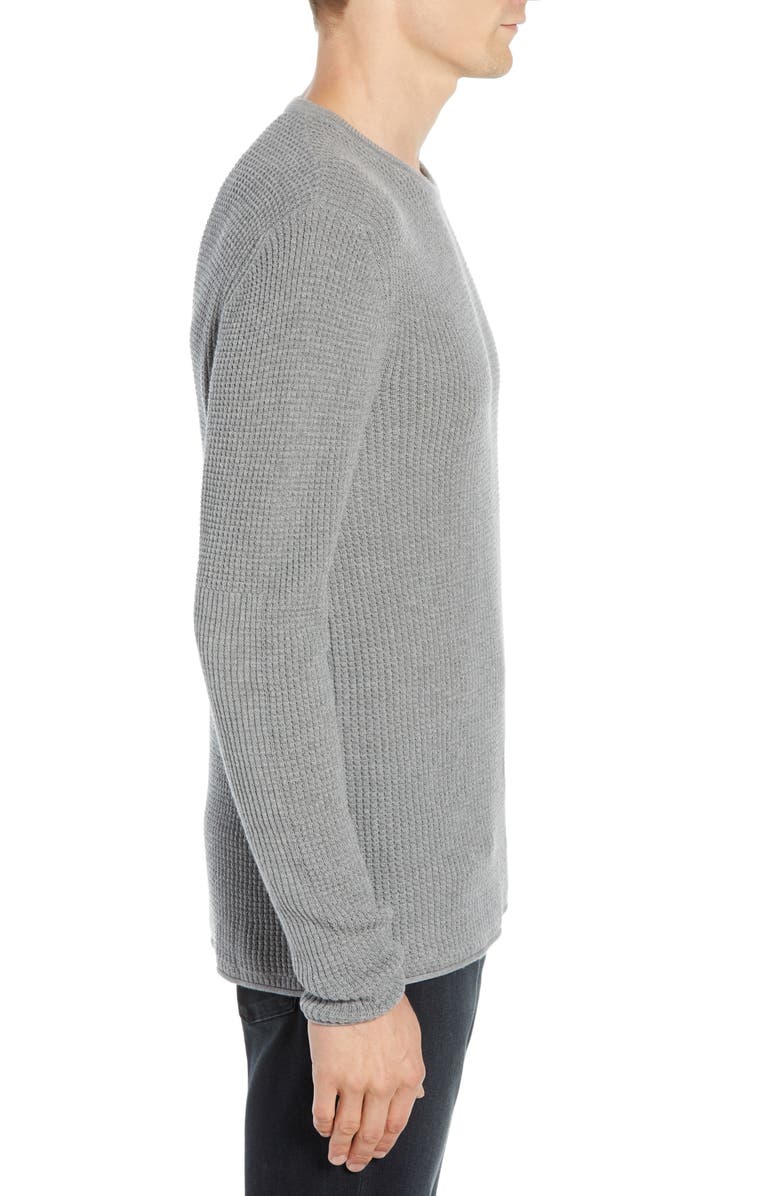 Billy Reid Regular Fit Waffle Crewneck Pullover, Alternate, color, Grey
