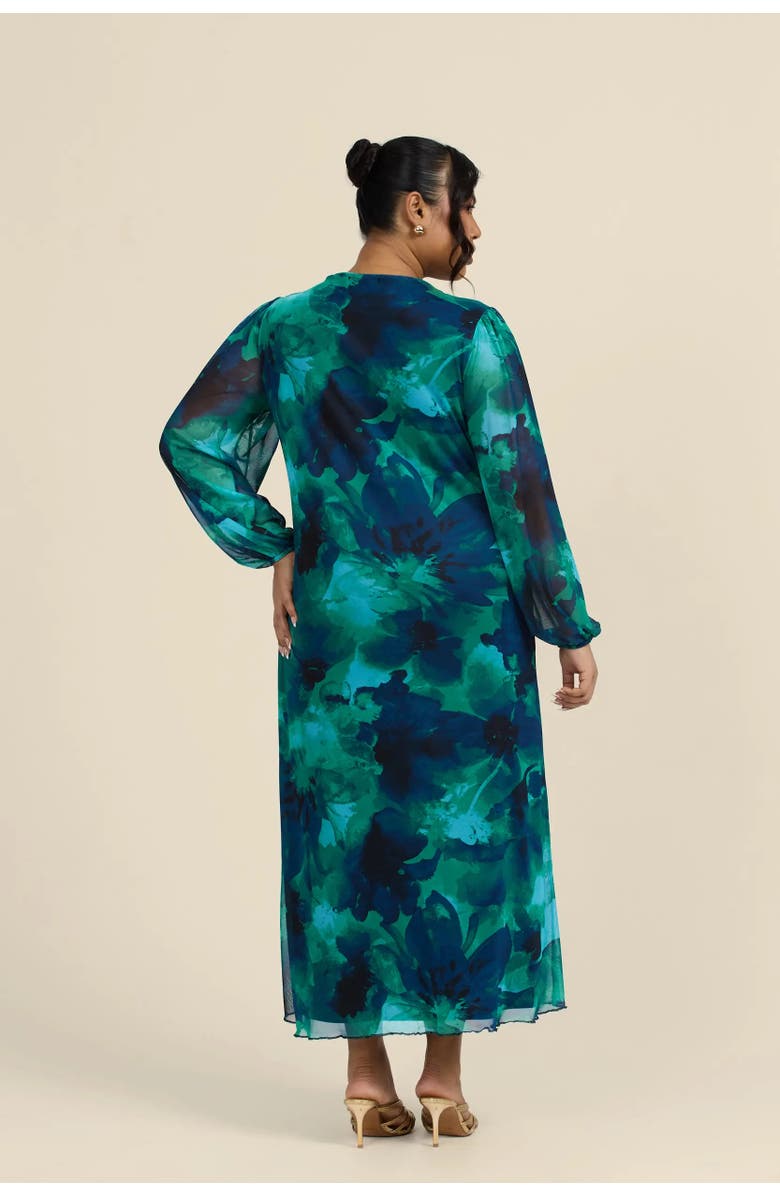 FASHION-SZN CURVE Button Up Plisse Midi Dress, Alternate, color, Green