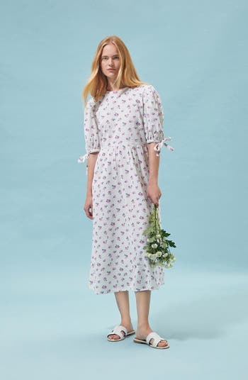 Barbour Goodleigh Floral Puff Sleeve Cotton Midi Dress