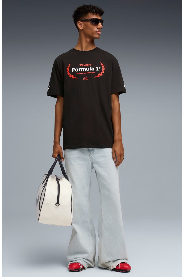 F1 Essentials Cotton Graphic T-Shirt, Alternate, color, PUMA BLACK