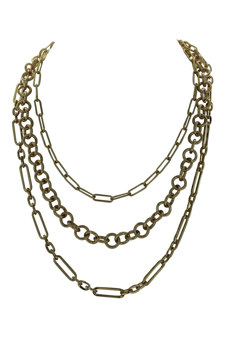 Delyssa Mixed Chain Layered Necklace, Main, color, GOLD