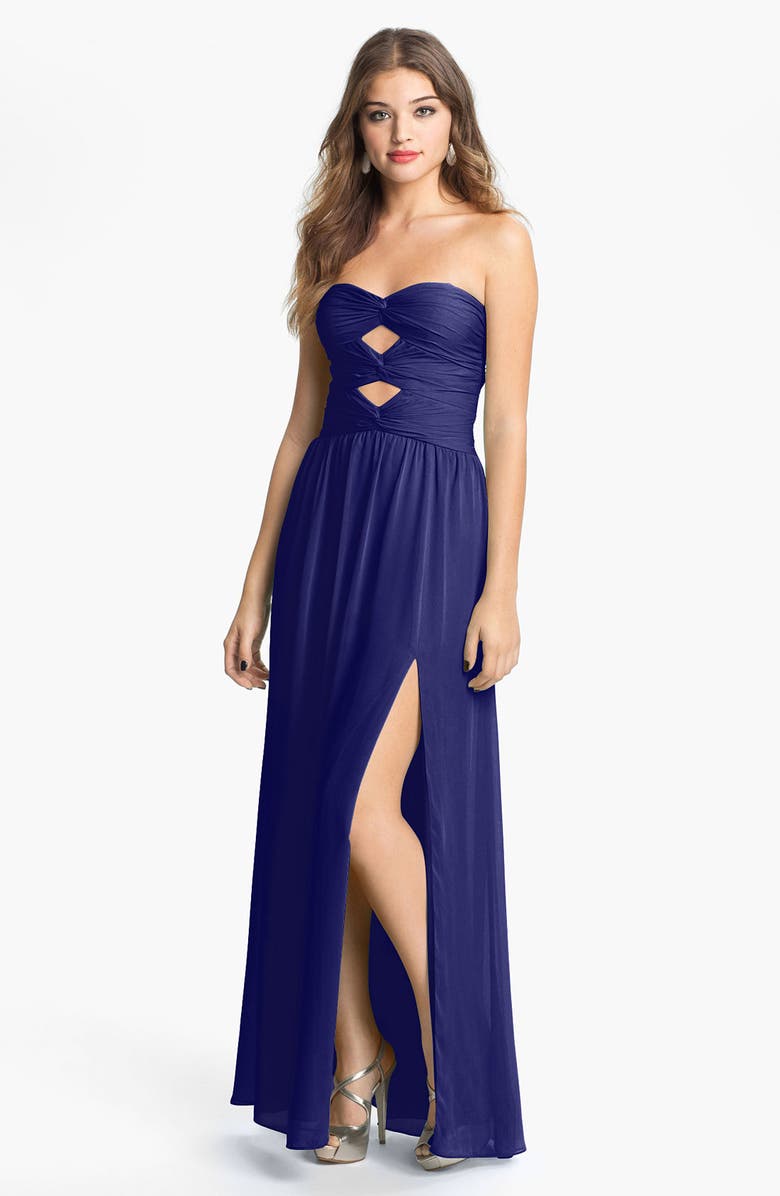 Hailey by Adrianna Papell Cutout Detail Twist Mesh Gown, Main, color, 