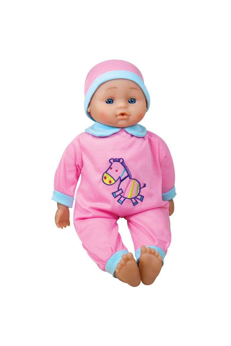 16 Inch Interactive Sounds Baby Doll, Pink & Blue Horse Outfit, Roleplay Toy, Alternate, color, Multicolored
