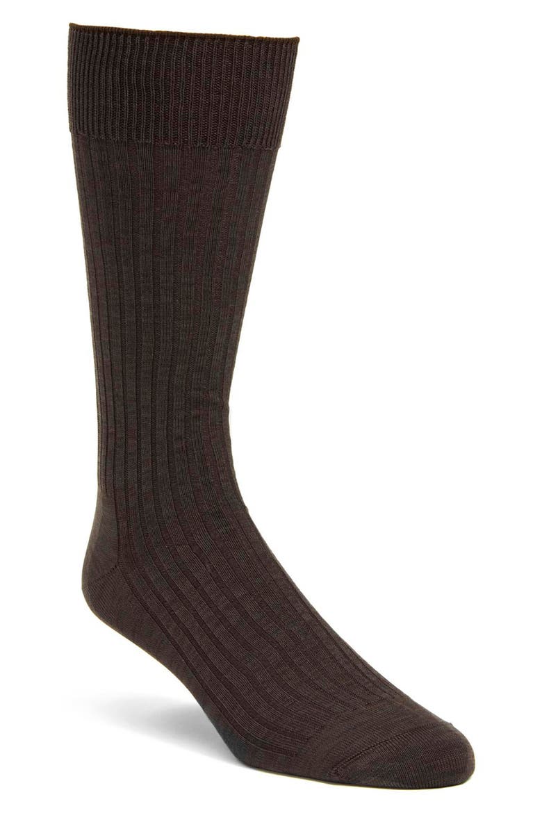 Casual Cotton Blend Socks, Main, color, DARK BROWN