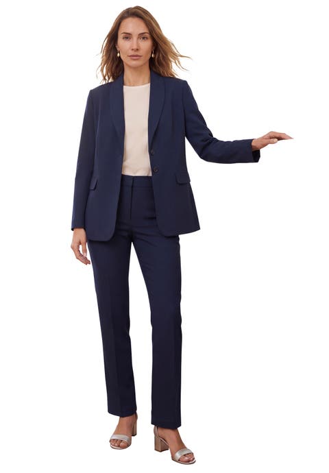 2-Piece Stretch Crepe Single-Breasted Pantsuit