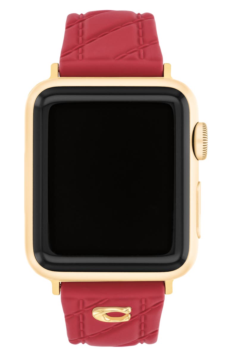 COACH Quilted 20mm Apple Watch<sup>®</sup> Watchband, Alternate, color, Red