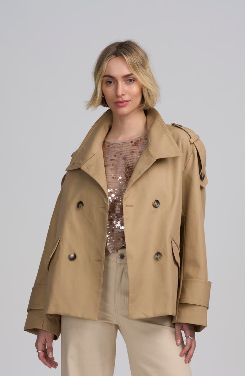ELLE Collection Cropped Trench, Alternate, color, Light Camel