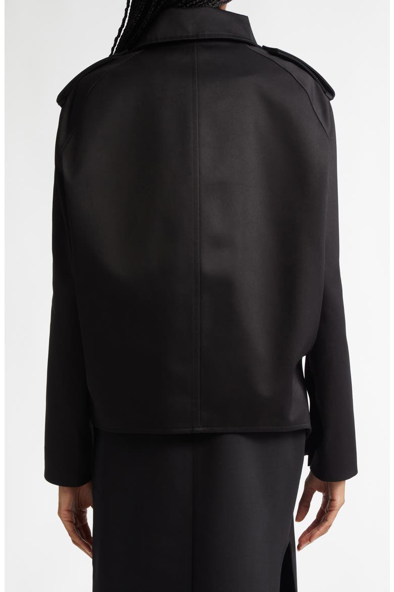 Oblique Double Breasted Short Trench Coat, Alternate, color, BLACK