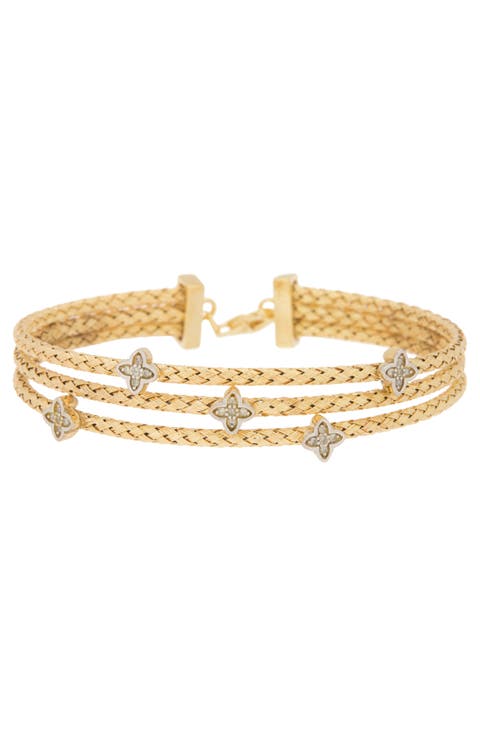 Diamond Three-Row Braided Bracelet - 0.06ct.