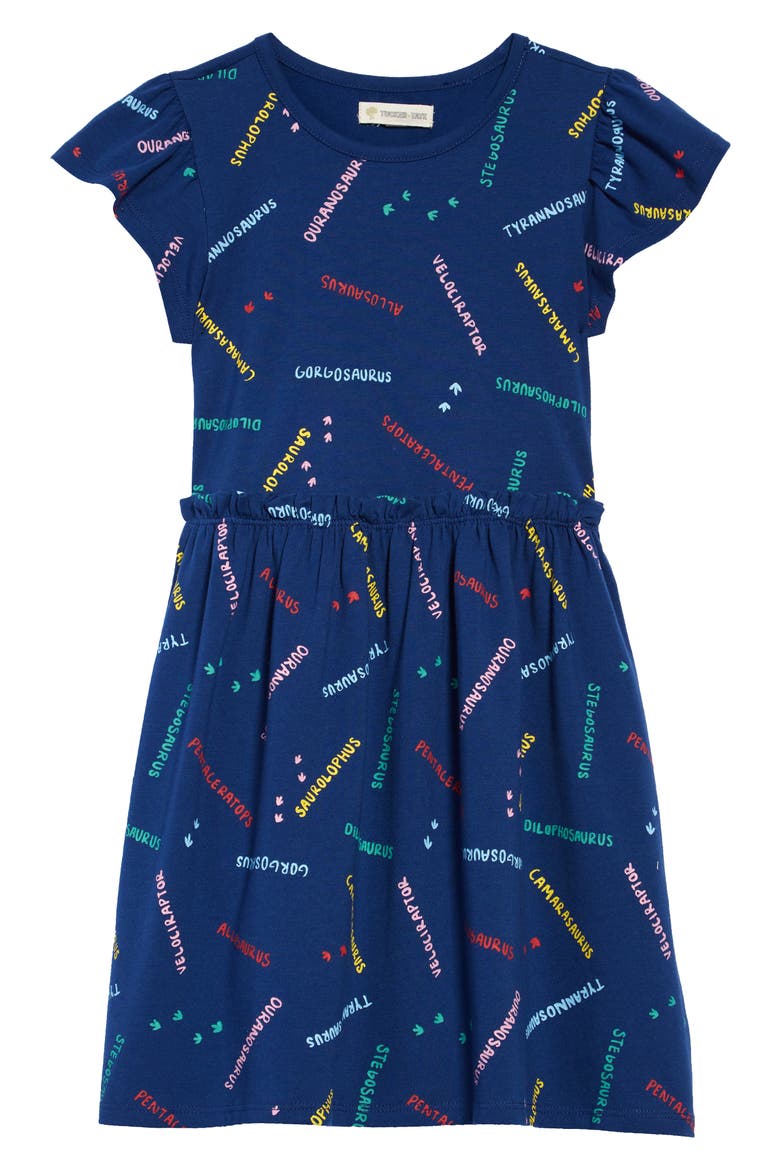 x Smithsonian Print Play Dress, Main, color, BLUE ESTATE FOOT PRINT