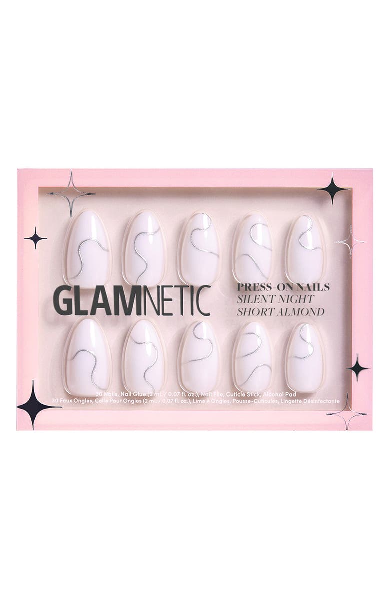 GLAMNETIC Silent Night Short Almond Press-On Nails Set $20 Value, Main, color, Silent Night