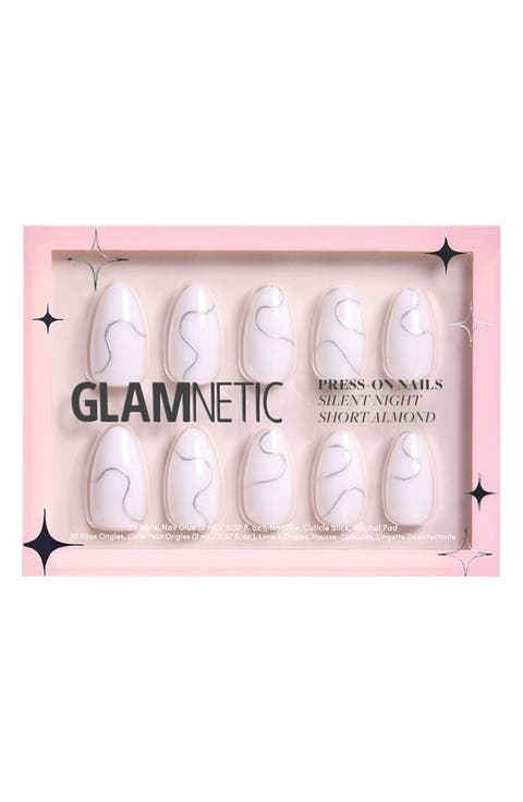 Silent Night Short Almond Press-On Nails Set $20 Value